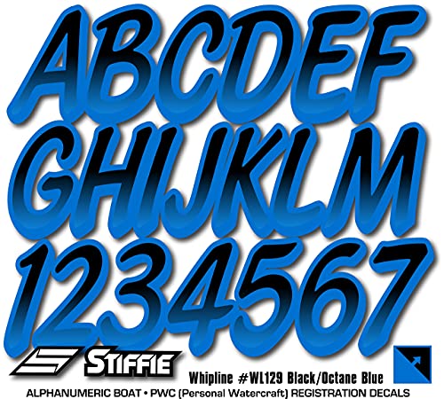 Image of STIFFIE Whipline Black /Octane 3 inch Boat & PWC Registration Decals • Numbers Letters Stickers
