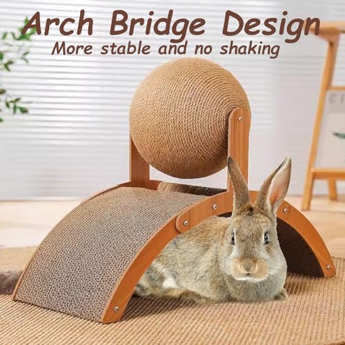 Rabbit Scratch Toys, Sisal Bunny Scratching Cardboard Pad and Scratcher Ball, Pet Enrichment Interactive Toy for Indoor Bunnies Ferrets Chinchillas Kittens Small Animals Boredom Breaker - Image 6
