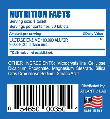 Atlantic Lab Corporation - Lactodigest Fast & Strong Natural Lactose Intolerance Relief, 9000 Fcc Lactase Enzyme, 60 Capsules, Relieves Digestive Discomfort #TOP1