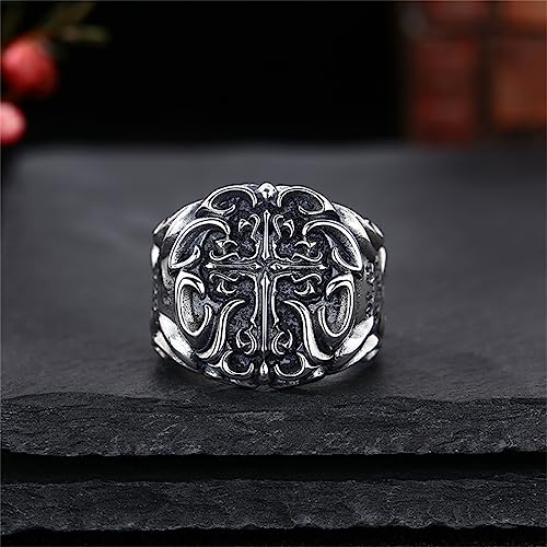 Bague homme en argent sterling avec croix large ajustable
