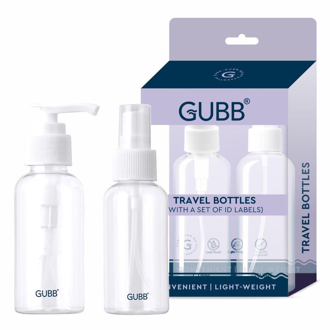 Gubb Travel Bottles Set For Toiletries & Cosmetics Leak Proof with ID Stickers-image-24
