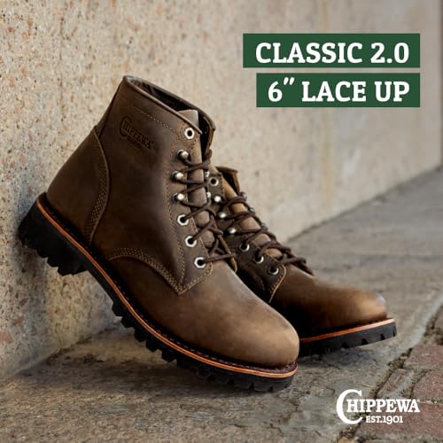 Chippewa Men's 6" Classic 2.0 Soft Toe Unlined Lace Up Work Boots - Durable, Full-Grain Leather Work Boots for Men2