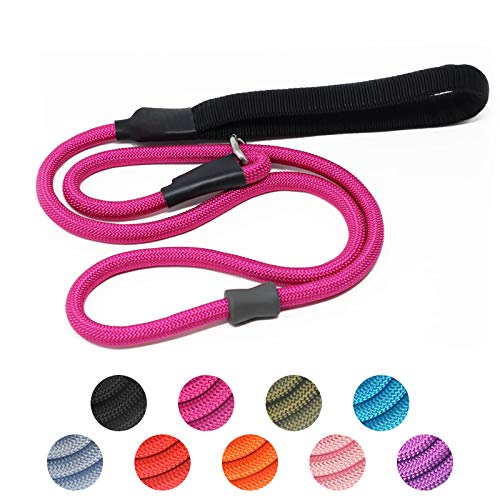 Strong Slip Rope Dog Training Leash 4ft  Heavy Duty Durable Braided Nylon Lead with Rubber Stopper  Padded Handle  No Pull Walking Climbing for Medium Large Dogs hot Pink 12 X 4ft  Cucciolini Doodles Strong slip rope dog training leash 4ft  heavy duty durable braided nylon lead with rubber stopper  padded handle  no pull walking climbing for medium large dogs hot pink 12 x 4ft   cucciolini doodles
