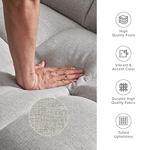 Mopio Aaron Couch, Futon Sofa Bed, Sleeper Sofa, Loveseat, Couches For Living Room, Bedroom, Mid Century Modern, Arms Split Back Design 77.5" (Fabric, Light Gray) #TOP4