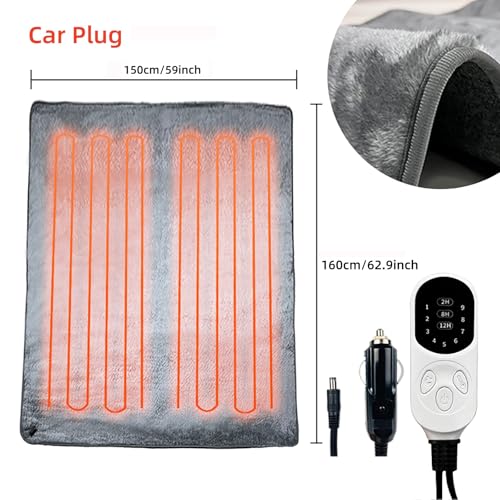 Image of Car Electric Heating Blanket 12 Volt Sleeping Bag Heated Liner Portable Heated Mat for Car Truck SUV RV Camping 9 Heat Setting Machine Washable