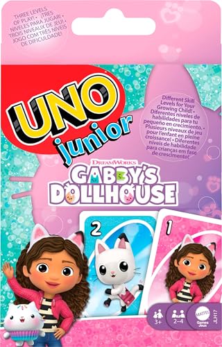 Mattel Games UNO Junior Gabbys Dollhouse Card Game for Ages 3+