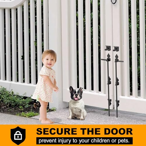 FMhotu 24\" Cane Bolt Drop Rod for Gate, Heavy Duty Gate Latch for Wooden Fence Metal Gates, Gate Ground Stopper Hardware for Wood PVC Vinyl Metal Gates, 1 Pack - Thumbnail 7