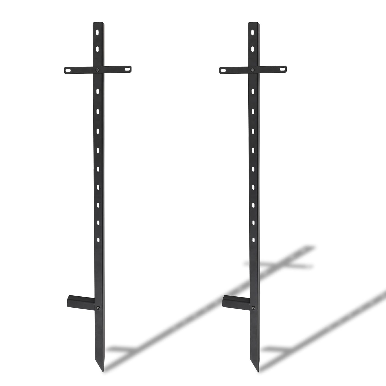 2pcs Piquets de Cour Robustes, 117cm Support de Poteaux Panneau Cour en Métal Piquets de Sol en T Poteaux Signalisation pour l'Extérieur Pelouse Parking Vacances Événements Vente Garage (Noir)