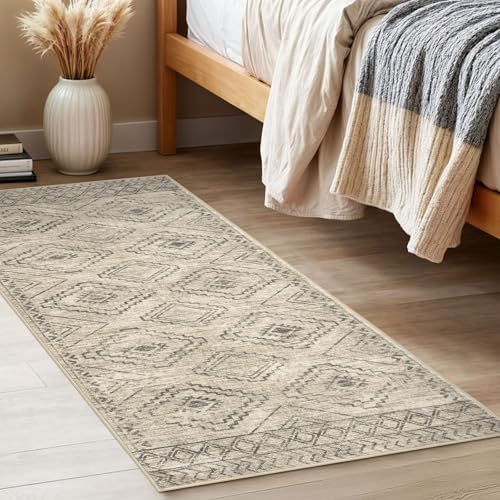 KILOCOCO Boho Kitchen Runner Rug 2x5 Washable Runner Rug Soft Runners for Hallways Non Slip Printed Distressed Laundry Room Rugs, Low-Pile Runners for Entryway Bedroom Living Room, Beige/Gray/Green