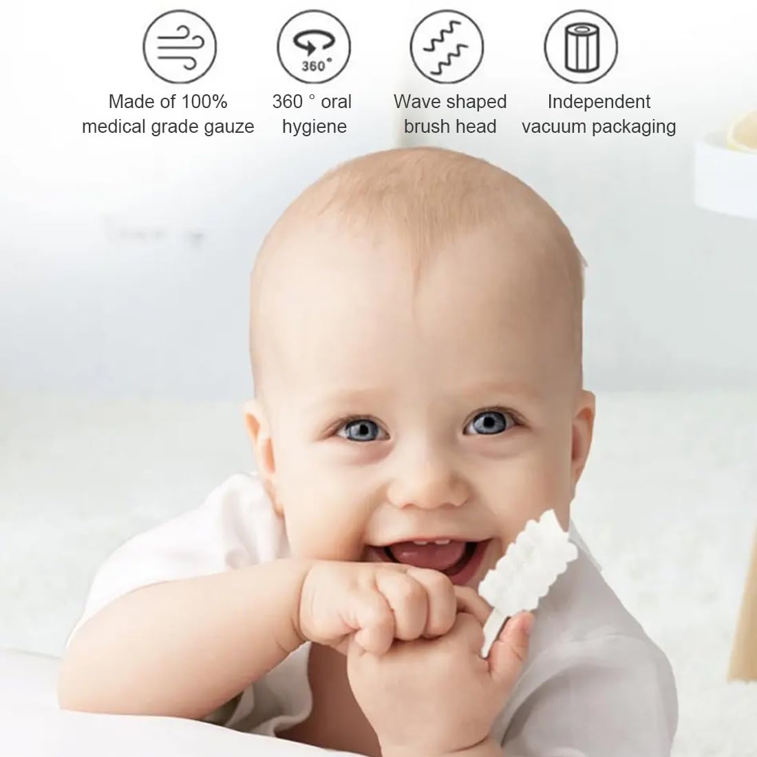30PCS Baby Lingua Cleaner, Baby Mouth Cleaner Neonato Lingua Cleaning, Usa e Getta, Garza Gomma Cura Dentale per Bambini 0-36 Mesi