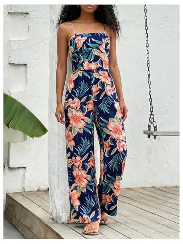 Image of Floerns Girl's 2 Piece Outfit Hawaiian Tropical Crop Cami Tops and Boho Pants Set