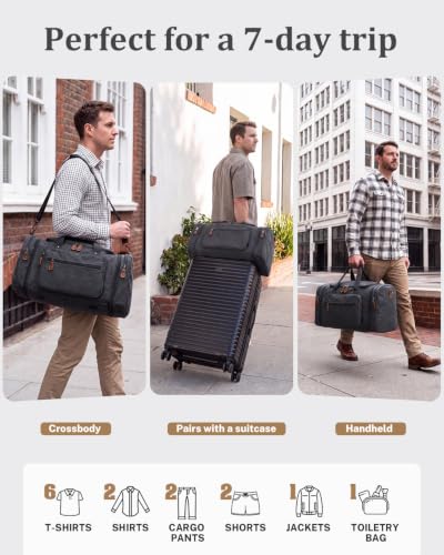 Image of Gonex Canvas Duffle Bag, Expandable 60L Travel Overnight Weekender Bag