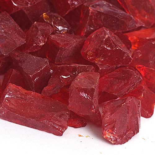 High Luster Reflective Fire Glass Gravel,Fire Gems,Fire Drops,Fire Glass Pebbles Stones Beads Chips For Fire Pit Fish Tank Aquarium Garden,1-2Cm,540G/1.19Lb (Red) #TOP2