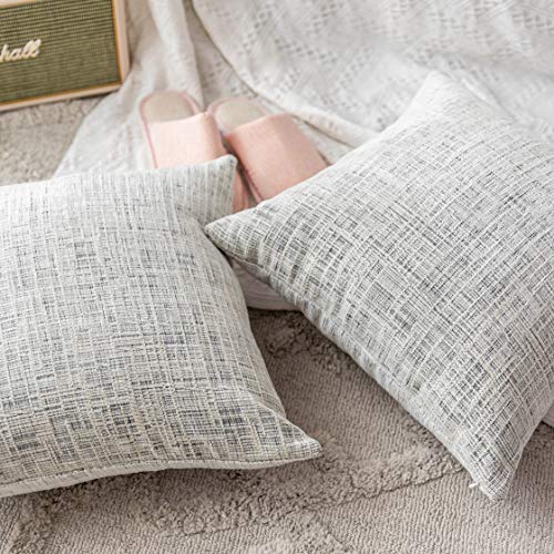 Home Brilliant 60 x 60 Cushion Covers for Sofa Soft Thick White Mix Black Cushion Covers for Dining Room Living Room Chenille Cushions for Bed Set of 2 - Image 3