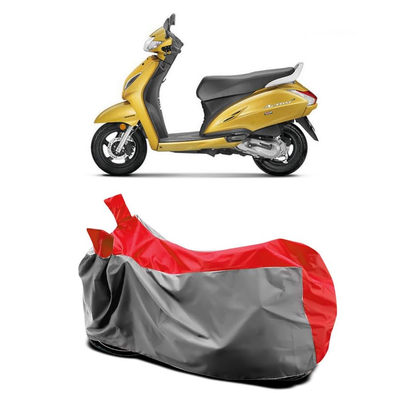 Image of DUFFEL-Two Wheeler Bike Body Cover Compatible for Activa 6g Bs6 Heat Protectio /UV-Rays /Birds Dropping /DustProof /Waterproof All Variants [Gray Red]