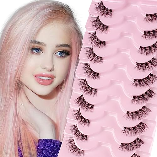 Oreola Half Lashes Natural Look Wispy Cat Eye Lashes 10 works Transparent Clear Band False Eyelashes 3/4 Demi Wispies Eyelashes Reusable Look Like Lashes Cluster - Image 3