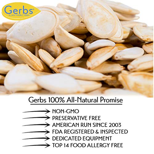 Gerbs Lightly Sea Salted Roasted Whole Pumpkin Seed (Pepitas) In Shell 4 Lbs., Top 14 Allergy Free Foods, Healthy Superfood Snack, Non Gmo, Dry Roast, No Oils, No Preservatives, Resealable Bag, Gluten Free, Peanut Free, Vegan, Keto, Kosher #TOP7