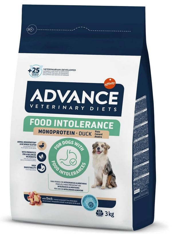 Advance Veterinary Diets Food Intolerance - Comida para Perros Adultos con intolerancias alimentarias - con Pato - 3kg