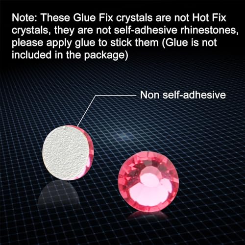 Image of Glue Fix Flatback Rhinestones Glass Diamantes Gems for Nail Art (ss12 1440pcs, Rose)