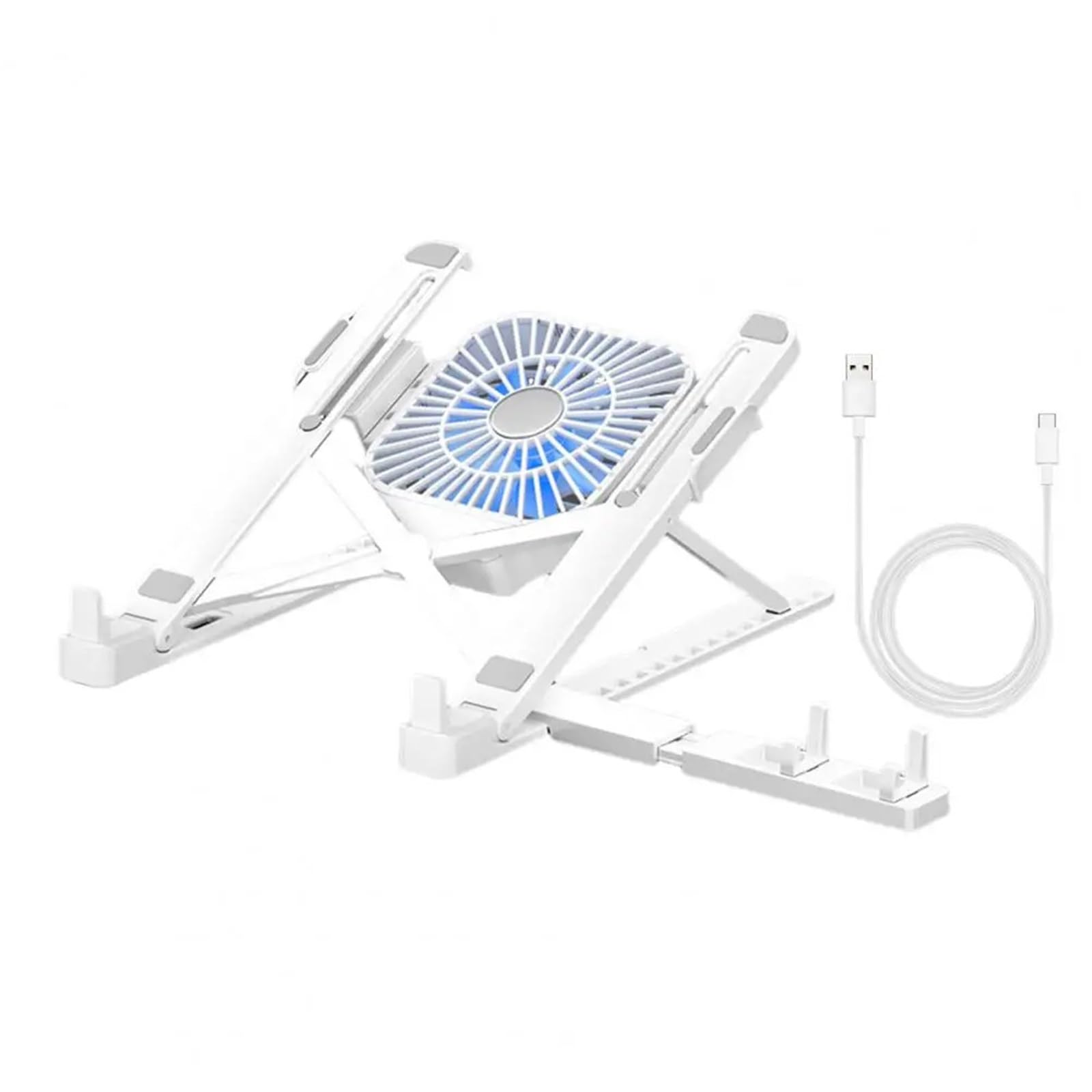 Laptop Cooler Podkładka chłodząca pod laptopa Ergonomiczny Stojak Na Laptopa Z Wentylatorem Przenośny Wspornik Pionowy Z Regulacją Wysokości Zapewniający Wysoką Stabilność W Pracy(White)