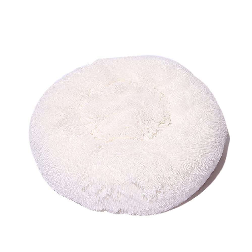 Lukery Dog Cat Donut Bed, Fluffy Plush Puppy Kitten Cuddler Round Bed, Warm and Soft Pet Cosy Anti Anxiety Beds for Small/Medium/Large Dogs (100CM,white) โ image 1