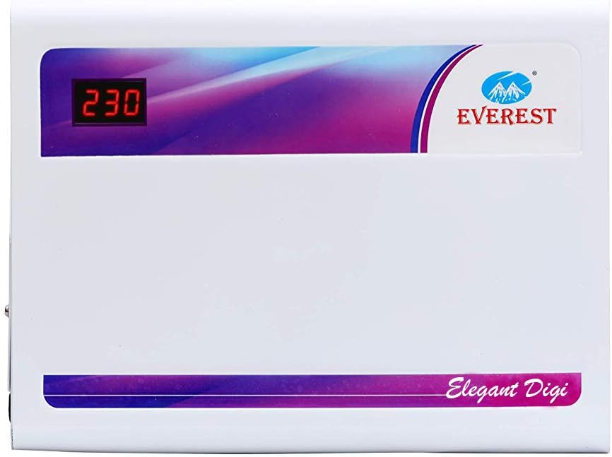 Everest5 KVA Double Booster Elegant Digi Voltage Stabilizer Used Up to 2 Ton AC Input (150 V to 270 V) (Small, White)