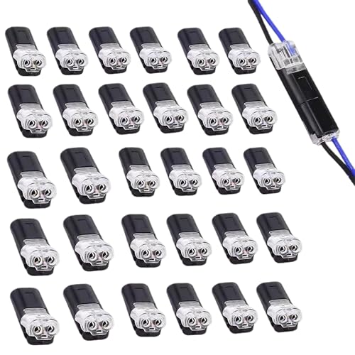 30PCS 2Pin Wire Connectors Push Fit Wire Connectors Electrical Wire Connectors Quick Dual 2 Pin Peel-Free Push-Type Design,Quick Electrical Connectors,2 Pin Connector Wire Crimp Terminal for Led