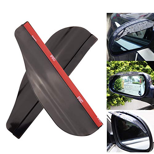 FEBRYTOLD 2 Pcs Smoked Black Mirror Rain Visor Smoke Guard, Rear View Side Mirror Rain Eyebrow, Carbon Fiber Rear View Mirror Visor Guard for Most Car, Truck and SUV