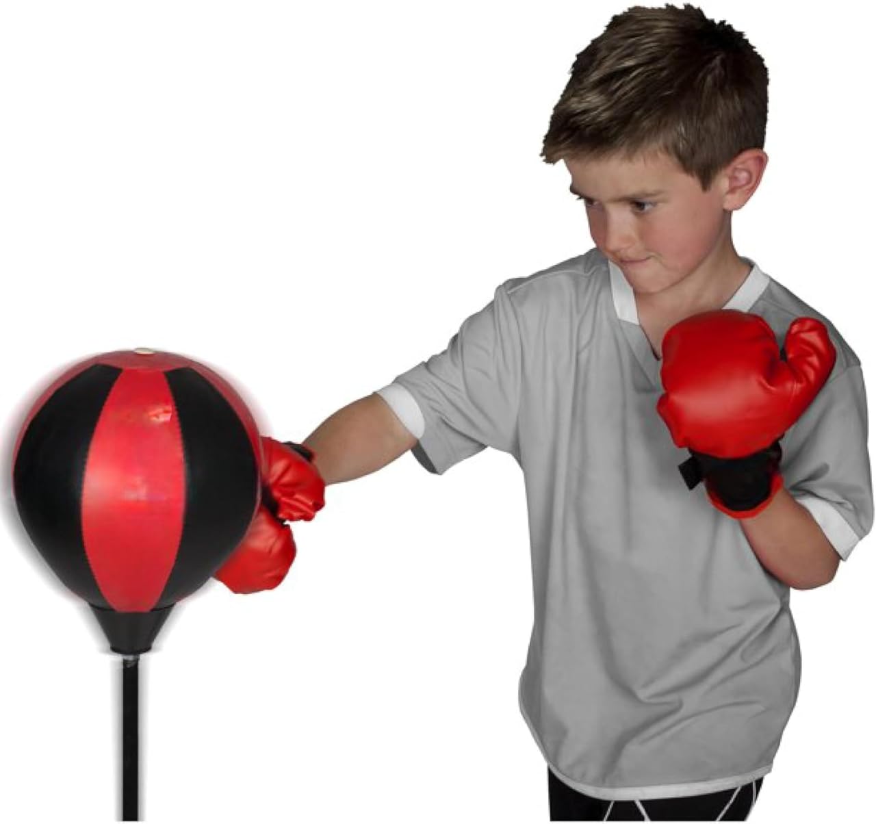 Set Pugilato Bambini Palla Pera con Piantana Regolabile Sacco da Pugilato Boxe con Guantoni per Bambini Allenamento Sacco Guanti da Boxe Combattimento Sparring Kickboxing Sacchi Sport