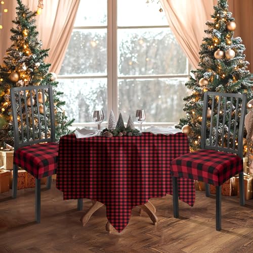 Image of SearchI Dining Chair Seat Covers Set of 6, Rear Covered, Red and Black