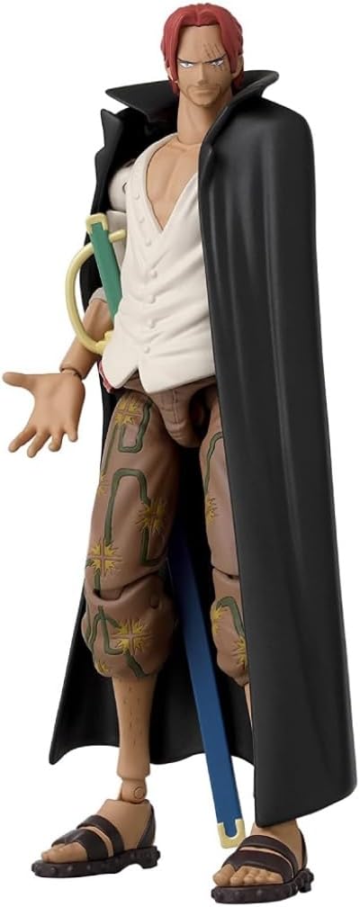Anime Heroes One Piece Figures Shanks Action Figure, Articulated Shanks Anime Figure with Swappable Arms and Faces, Bandai One Piece Action Figures Pirate Toys Range, 17 cm