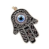 Llavero de mano con amuleto de ojo malvado con diamantes de imitación de resina colgante de la suerte - negro - talla única