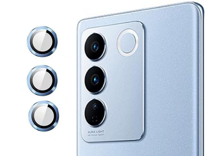 XMART Camera Lens Protector Compatible for Vivo V27 / V27 Pro, [Anti-Scratch] Premium Tempered Glass Film Aluminum Alloy Lens Ring Cover - Sierre Blue