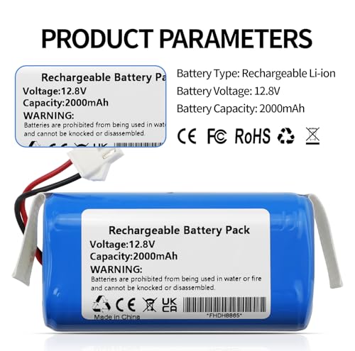 Image of 12.8V Battery Replacement for Lefant M201 M210S M210 M210B M210P M213 M320 | for OKP Life K2 K3 K4 K5 K7 K8 Robot Vacuum Cleaner PN: IFR-18650-4S1P C465-J5-4S1P IFR18650-4S1P-A2 Upgrade Battery 2000mAh