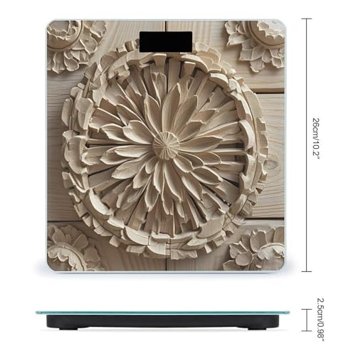 Báscula digital de baño con textura de talla de madera miniatura 2