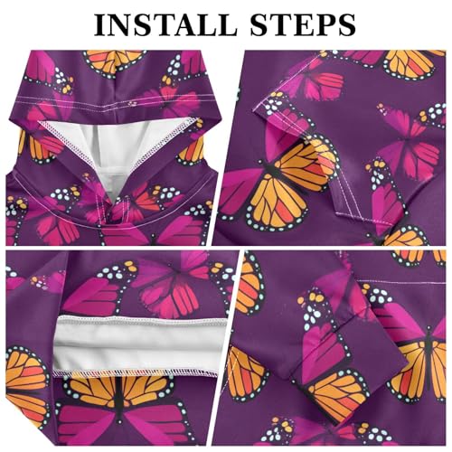 Monarch Butterfly Kids Boys Girls Sweatshirts Sweater Long Sleeve Pullover Hoodies Kangaroo Pocket3