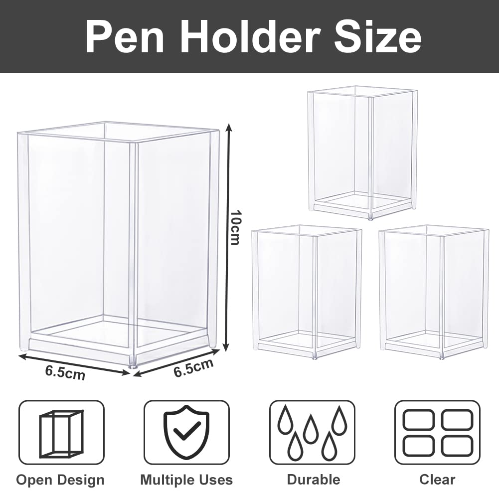 Top-spring Acrylic Pen Pencil Holder, 2 Pack Clear Desk Organisers For