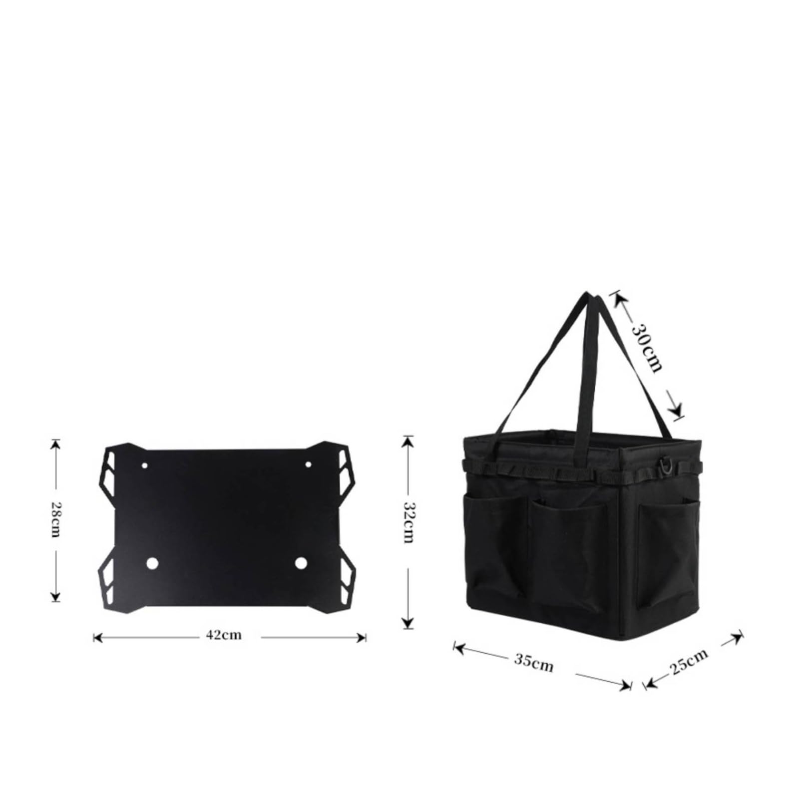 Amagogo Bolsa Unsilios Cocina Portátil | Ligero, Bolsa Herramientas para Barbacoa, Multiusos, Caja Almacenamiento con Divisores, Picnic, Campistas, Negro, con Placa