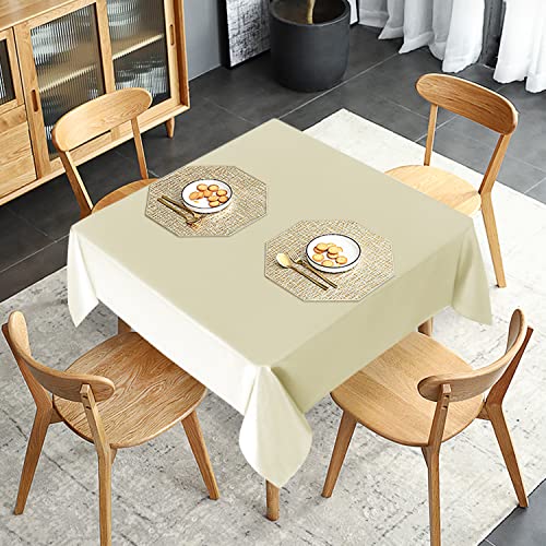 Image of sancua 2 Pack Beige Tablecloth 54 x 54 Inch, Stain and Wrinkle Resistant Square Table Cloth - Washable Polyester Table Cover for Dining Tables, Buffet Parties and Camping