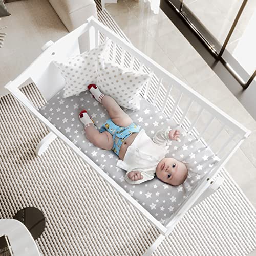 Image of Bassinet Sheets Set 4 Pack for Baby Boy or Girl, Universal Fit for Oval, Hourglass and Rectangular Mattress, Grey