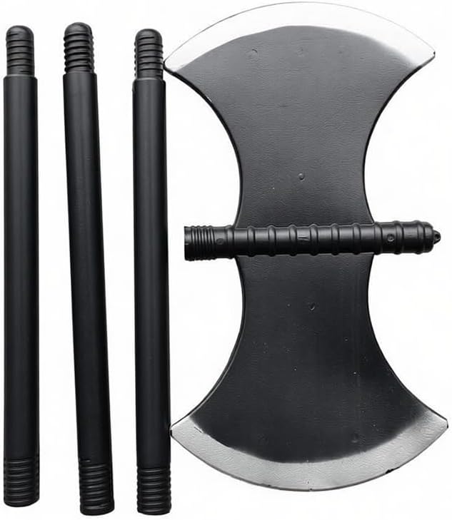 Detachable Medieval Double-Edged Axe Fake Blade Plastic Costume Battle Axe Costume Cosplay Prop Accessory for Halloween Black