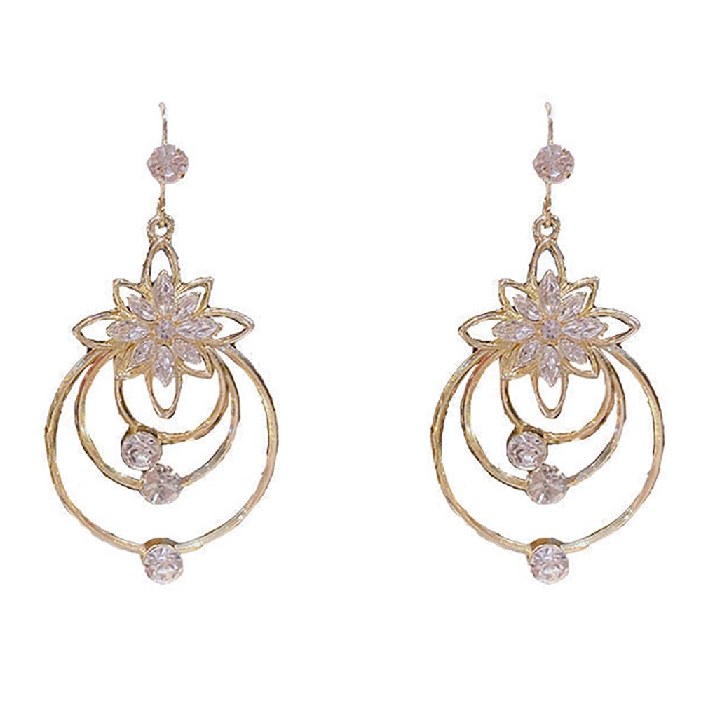 ThroushineIdearock Crystal Lotus Three Hoop Earrings