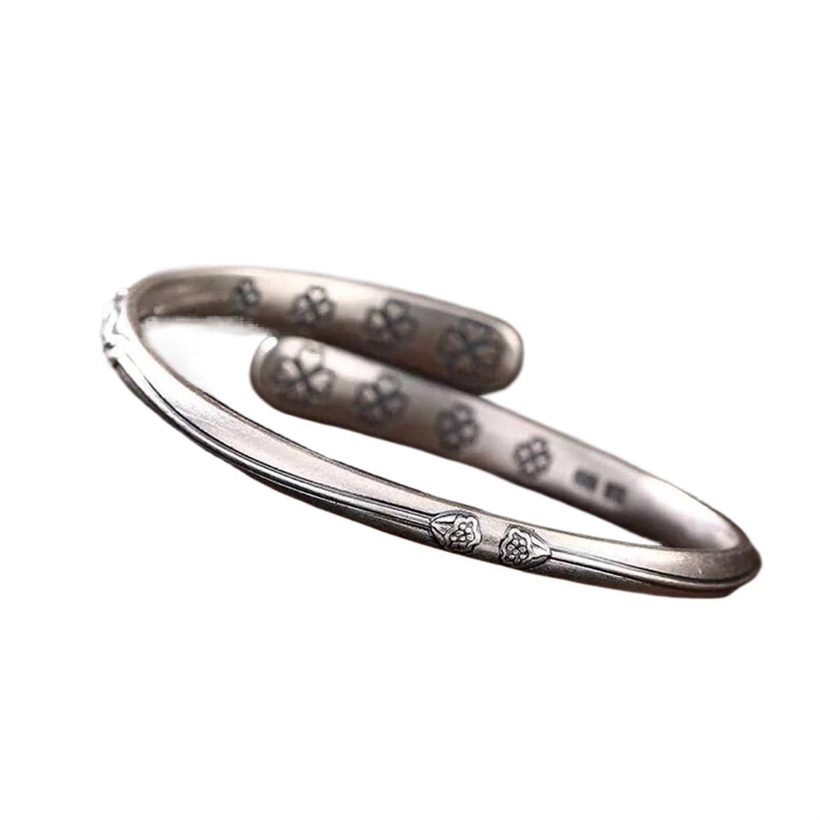 Bracciale in Argento, Bracciale Rigido alla Moda, Braccialetto in Argento S999 Opaco Retro us detti buddisti Bracciale Femminile Aperto in Argento Come Mostrato