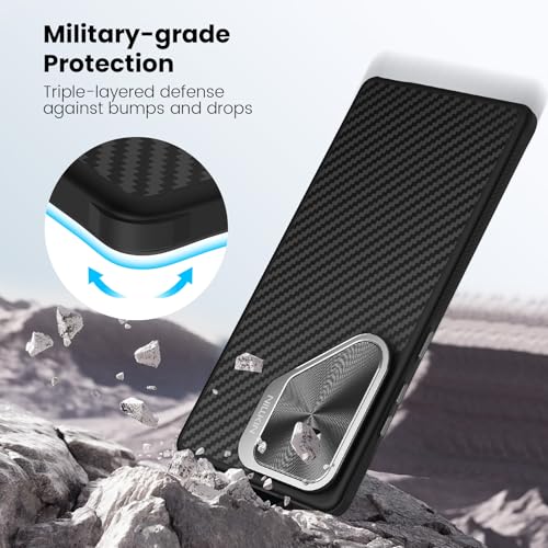 Image of Nillkin for Samsung Galaxy S25 Ultra Magnetic Case with Camera Cover, CamShield Carbon Fiber[ Compatible with Magsafe /Military Grade Drop Tested ]- 6.9'' Black