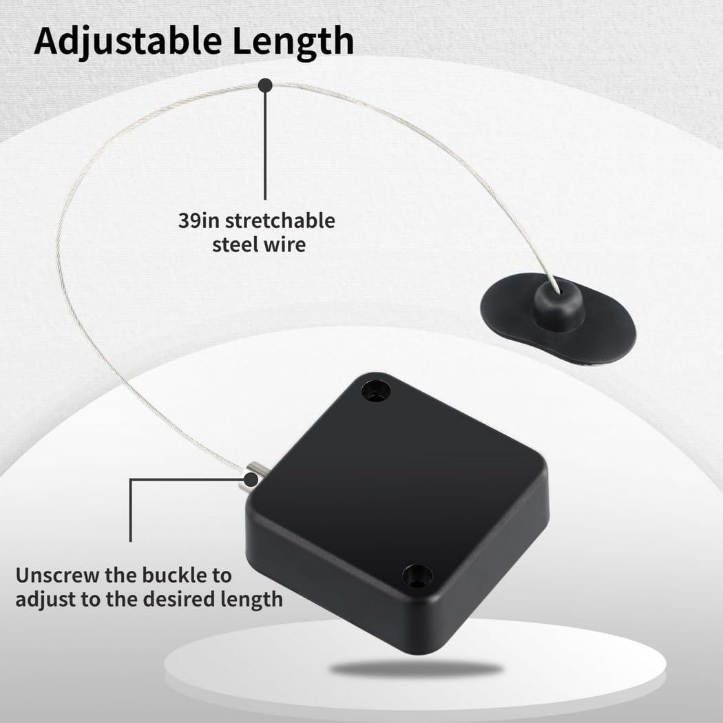 10 Pack Retractable Remote Control Cable Tether Lock, 39 Inch Adjustable Tether with Self-Adhesive Base for Tv Remotes, Game Controllers, Tablets, Speakers & Microphones