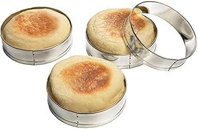 Froiny 4 Pcs Stainless Steel Mousse Ring Household Burger Bread Baking Mold Round Cake Decorating Tool 9.5 * 9.5 * 2.5cm