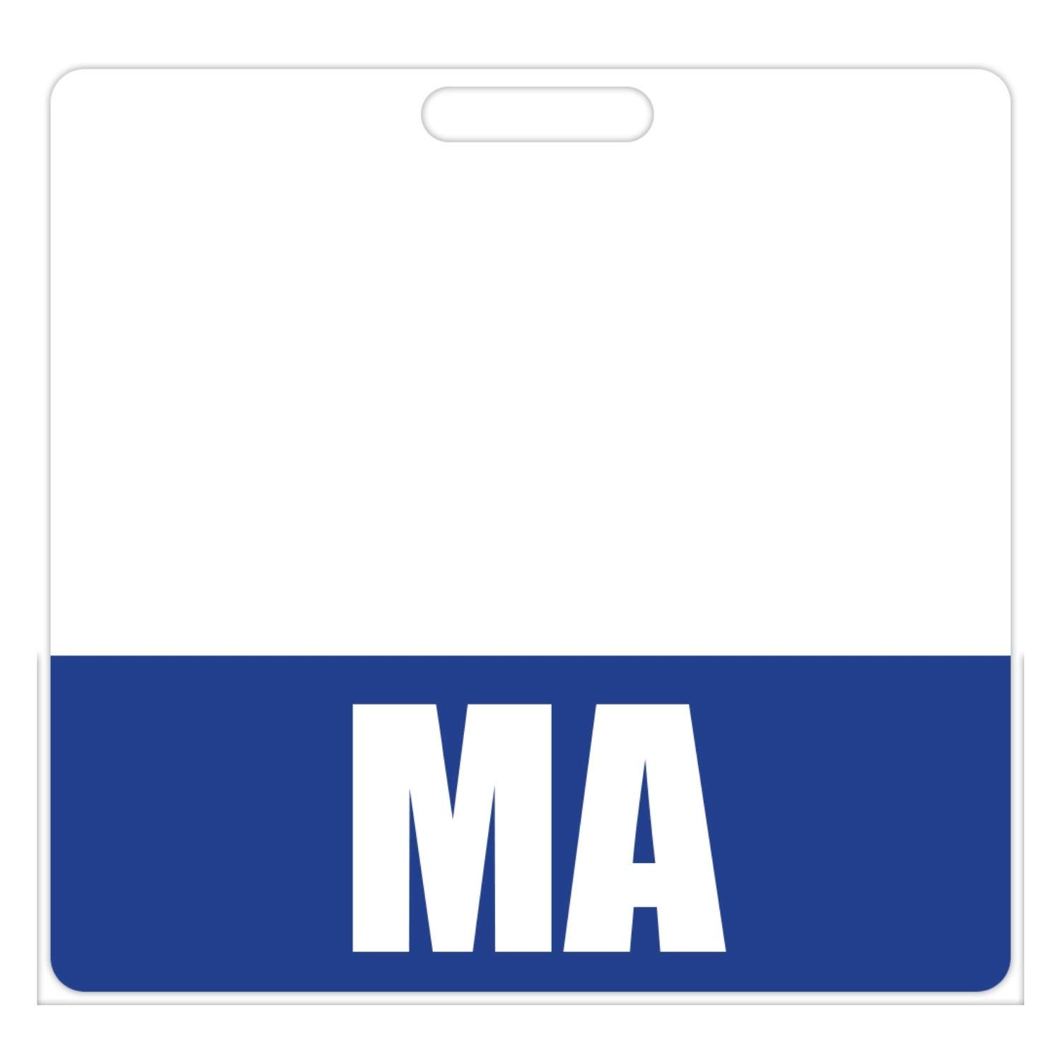 MA Badge Buddy (Blue) - Horizontal Heavy Duty Badge Tags for Medical Assistants - Double Sided Badge Identification Card