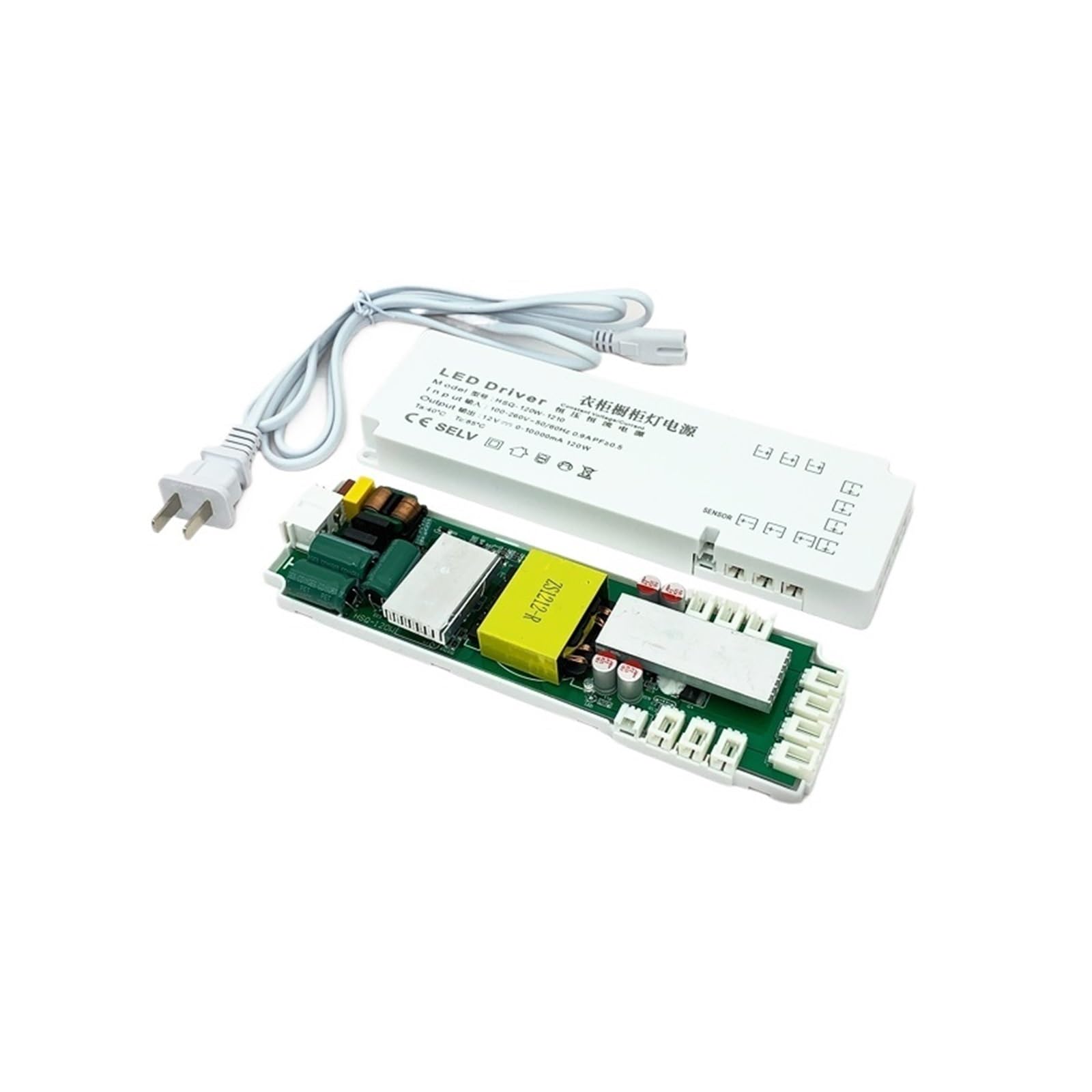PWANUIGTE Wardrobe Cabinet Light Power Supply 12V Ultra-Thin Induction Port Showcase Wine Layer Linear Transformer(DC12V 120W 10 ports)