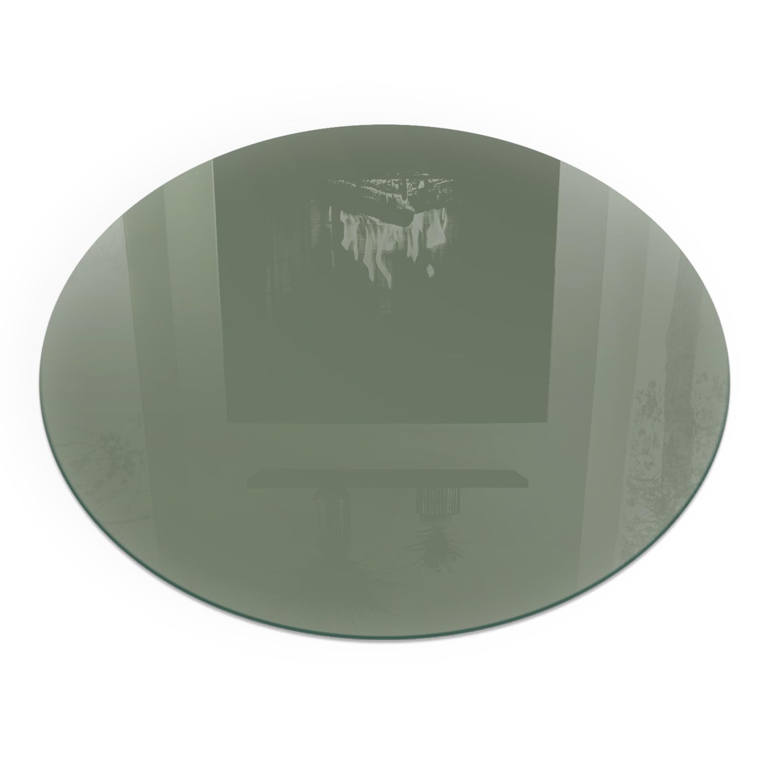 Placa de cristal para chimenea circular con acabado de lujo pulido y estampado oliva de 80 cm