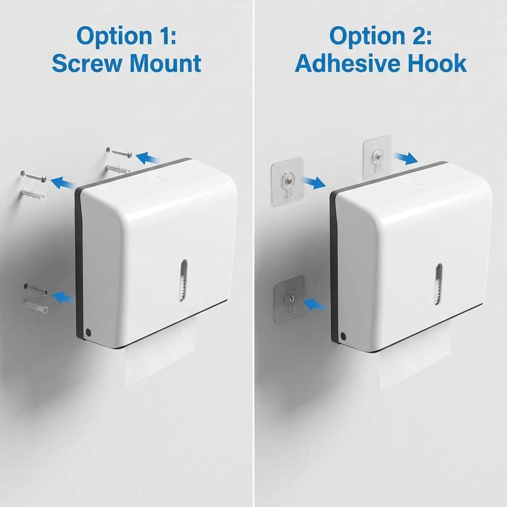 QWORK Dispenser di asciugamani di carta da parete, confezione da 2 dispenser di asciugamani multipiega, dispenser commerciale di asciugamani per bagno, cucina, ufficio, bianco